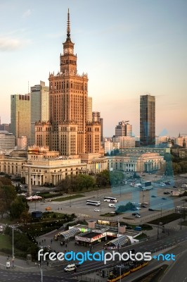 Palace Of Culture And Science In Warsaw Poland Stock Photo