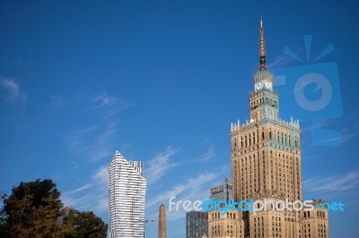 Palace Of Culture And Science In Warsaw Poland Stock Photo