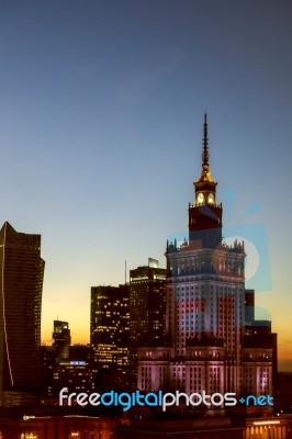 Palace Of Culture And Science In Warsaw Poland Stock Photo