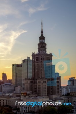 Palace Of Culture And Science In Warsaw Poland Stock Photo