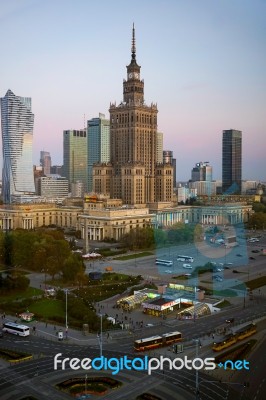 Palace Of Culture And Science In Warsaw Poland Stock Photo