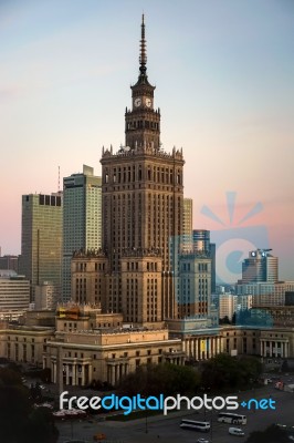 Palace Of Culture And Science In Warsaw Poland Stock Photo