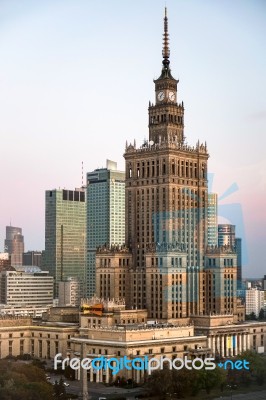 Palace Of Culture And Science In Warsaw Poland Stock Photo