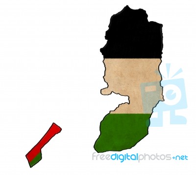 Palestine Map On  Flag Drawing ,grunge And Retro Flag Series Stock Image