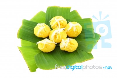 Palm Egg And Flour Baked Sweet Dessert On White Background Stock Photo