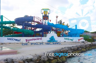 Palm Island Resort Waterpark In Aruba Stock Photo