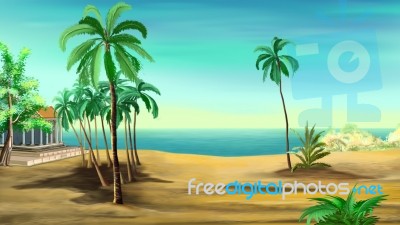 Palm Trees On The Shore Of The Mediterranean Sea Stock Image