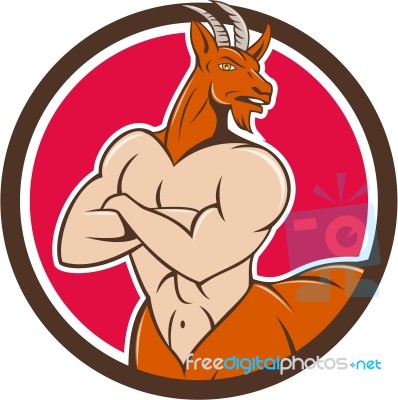 Pan Faun Satyr Circle Cartoon Stock Image