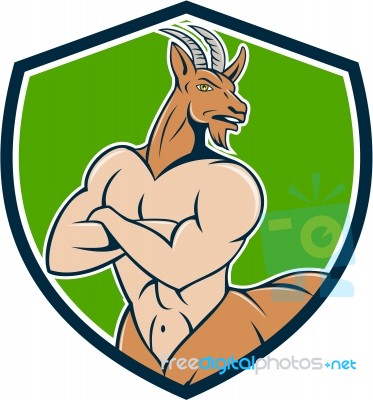 Pan Faun Satyr Crest Cartoon Stock Image