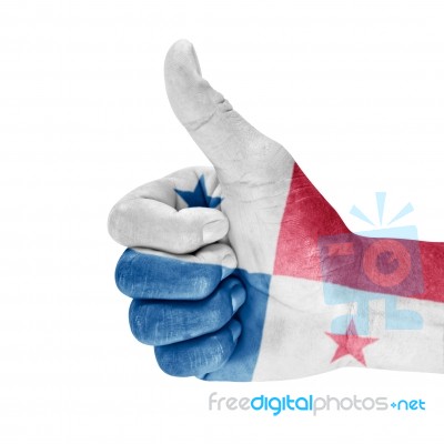 Panama Flag On Hand Stock Photo