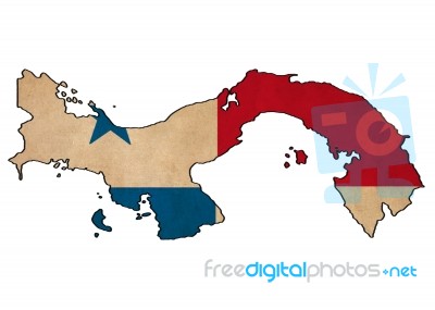 Panama Map On  Flag Drawing ,grunge And Retro Flag Series Stock Image