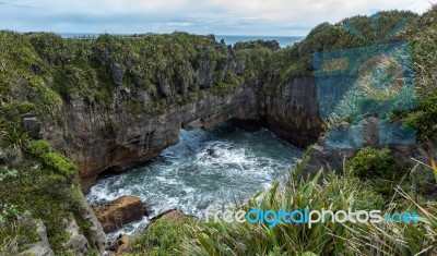 Pancake Rocks Near Punakaiki Stock Photo