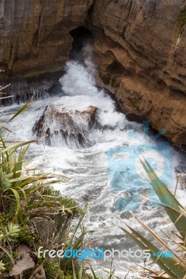 Pancake Rocks Near Punakaiki Stock Photo