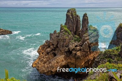 Pancake Rocks Near Punakaiki Stock Photo