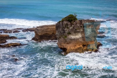 Pancake Rocks Near Punakaiki Stock Photo