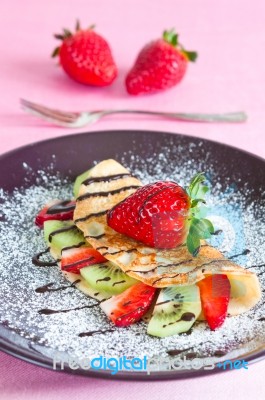 Pancake With Fruits Stock Photo