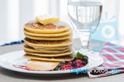 Pancakes With Berries Stock Photo