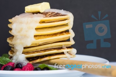 Pancakes With Berries Stock Photo