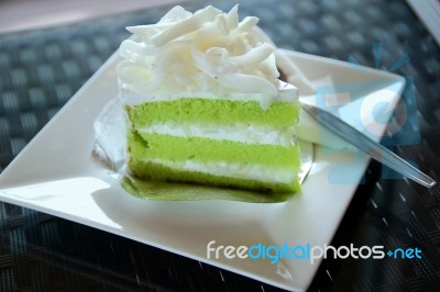 Pandon Coconut Fresh Cream Cake Stock Photo