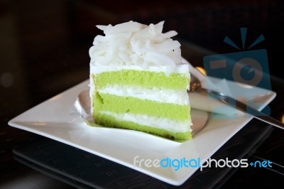 Pandon Coconut Fresh Cream Cake Stock Photo