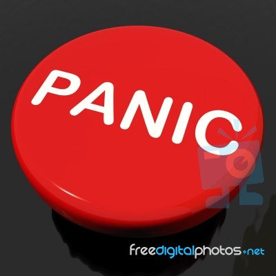 Panic Button Shows Anxiety Panicking Distress Stock Image