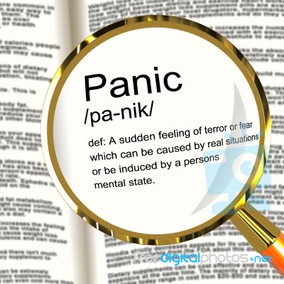 Panic Definition Magnifier Stock Image