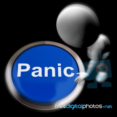 Panic Pressed Shows Alarm Distress And Crisis Stock Image