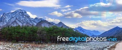 Panorama Of Seoraksan In Winter,famous Mountain In Korea Stock Photo