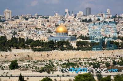 Panorama Of The Old City Of Jerusalem Stock Photo