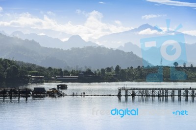 Panorama View Of The River In Sanklaburi, Thailand Stock Photo