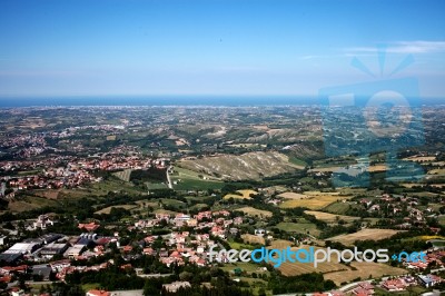 Panoramic From The San Marino B Stock Photo