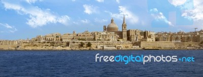 Panoramic Image Of Valletta, Capital Of Malta Stock Photo