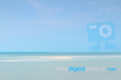 Panoramic Seascape And White Sand Stock Photo