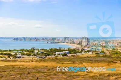 Panoramic View At The Salinas In Ecuador Stock Photo