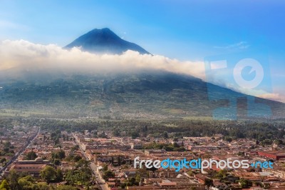 Panoramic View From Cerro De La Cruz On The City Of Antigua, Gua… Stock Photo