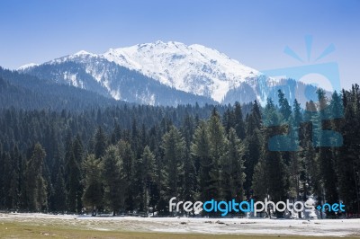 Panoramic View Of Beautiful Mountain Landscape Small Village  Stock Photo