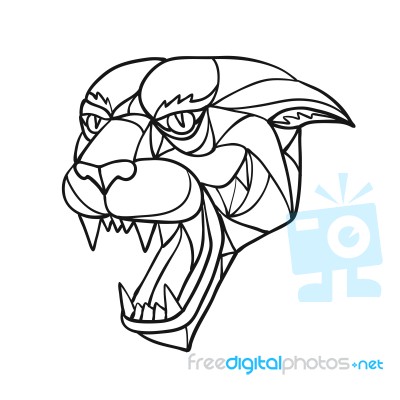 Panther Angry Head Mosaic Black And White Stock Image
