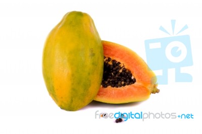 Papaya Fruit On White Stock Photo