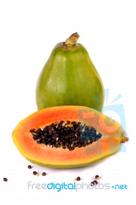 Papaya Fruit On White Stock Photo