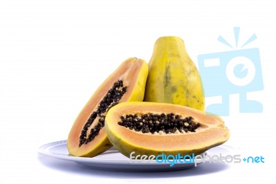 Papaya Fruit Sliced Stock Photo