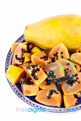 Papaya Fruit Sliced Stock Photo