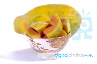 Papaya Fruit Sliced Stock Photo