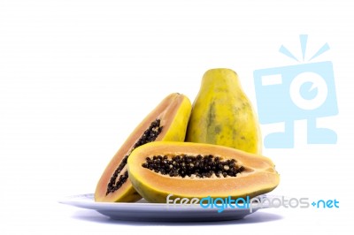 Papaya Fruit Sliced Stock Photo