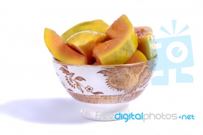 Papaya Fruit Sliced Stock Photo