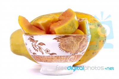 Papaya Fruit Sliced Stock Photo