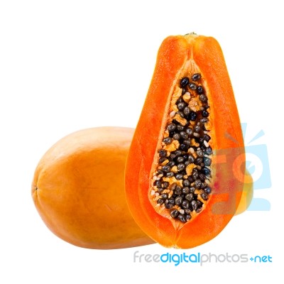 Papaya Isolated On White Stock Photo