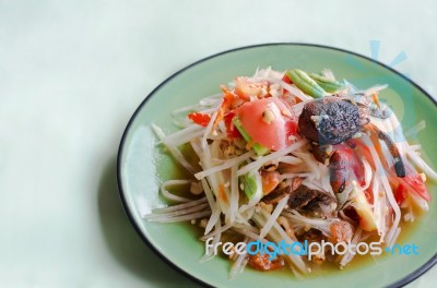 Papaya Salad With Crab Stock Photo