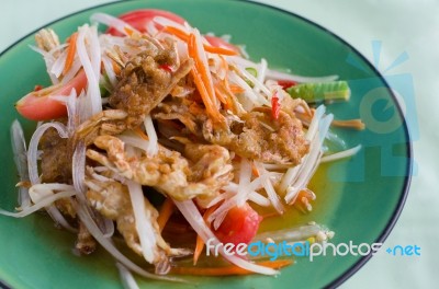 Papaya Salad With Crab, Thai Food Stock Photo