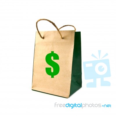 Paper Bag With Dollar Sign Stock Photo