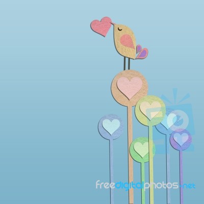 Paper Bird With Heart Stock Image